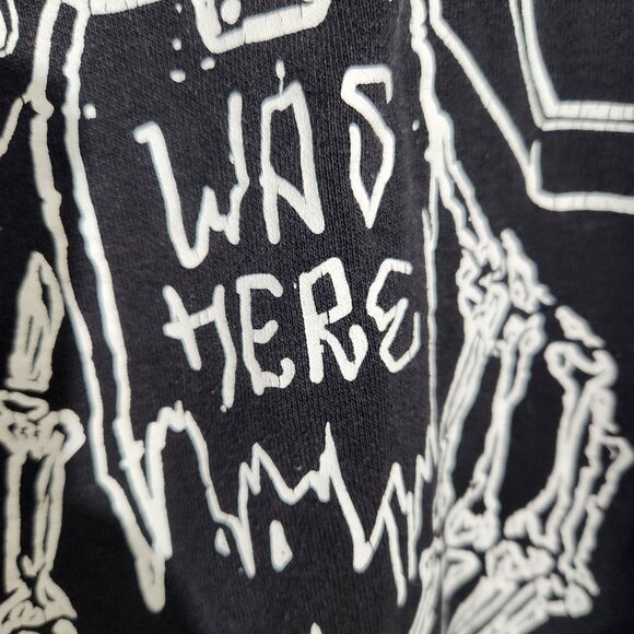 Divided H&M Hoodie Skater Was Here Cant Skate Skeleton Skateboard XL Black - Picture 3 of 13